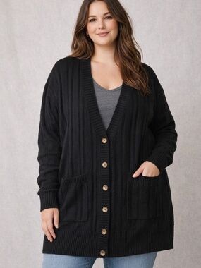 Torrid Cardigan Womens Size 2X Black Boyfriend Softest Sweater Academia V-Neck